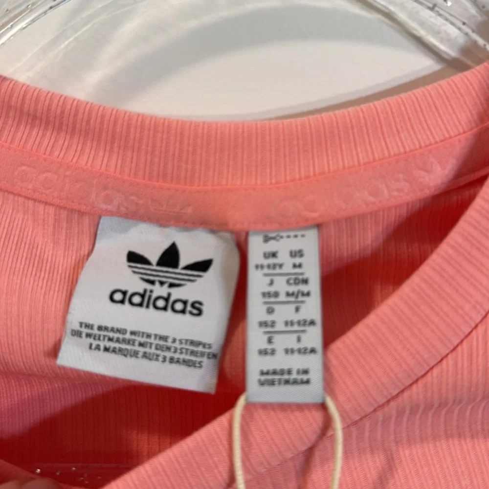 Adidas rib crop tee semi pink spark medium NWT